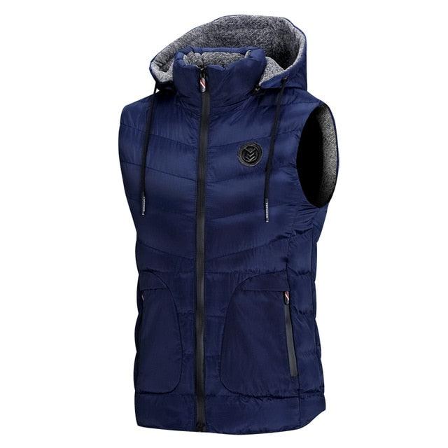 Great Hood Vest Men's Sleeveless Vests Winter Jacket - Fashion Casual Men's Vest Thicken Vest (T3M)(F8)