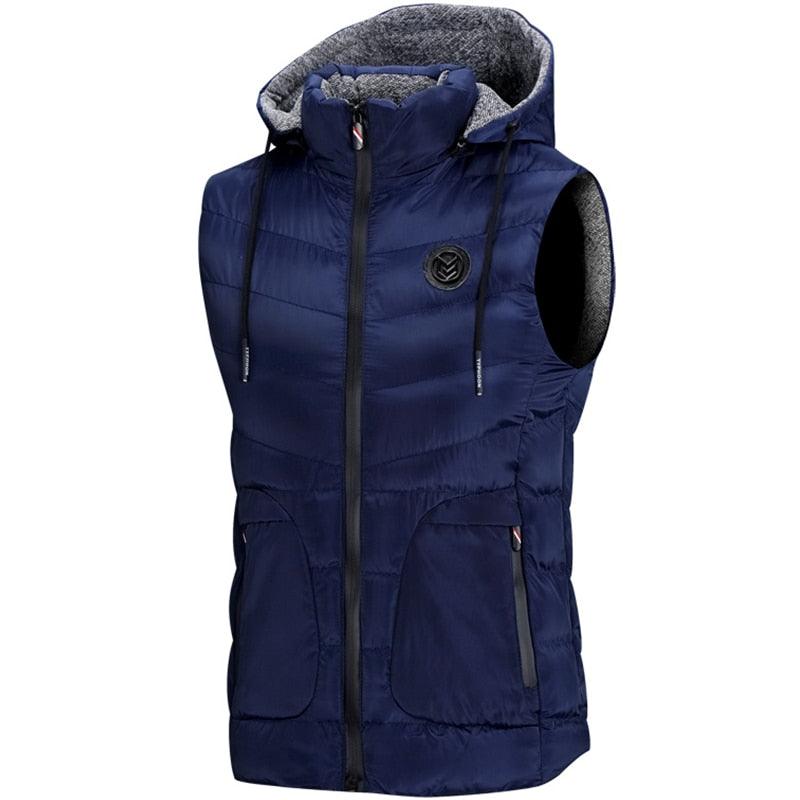 Great Hood Vest Men's Sleeveless Vests Winter Jacket - Fashion Casual Men's Vest Thicken Vest (T3M)(F8)