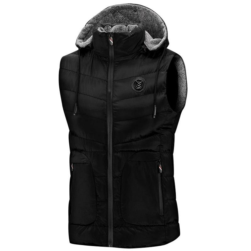 Great Hood Vest Men's Sleeveless Vests Winter Jacket - Fashion Casual Men's Vest Thicken Vest (T3M)(F8)
