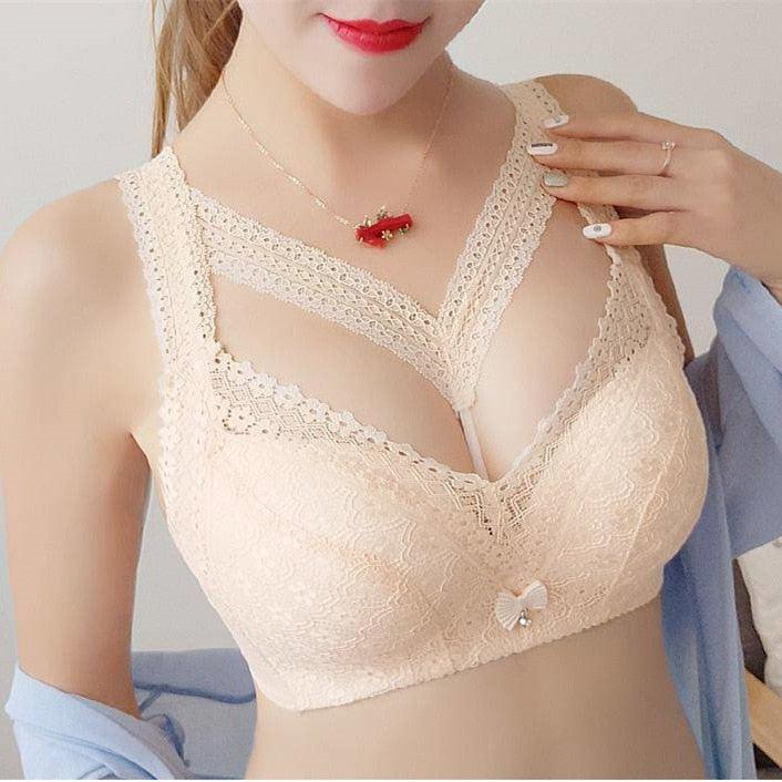 Amazing Large Size Hollow Lace Bra - Fashion Free Wire Sexy Black Push Up Bras - Thicken Cotton Women Underwear (D27)(TSB2)(TSB3)