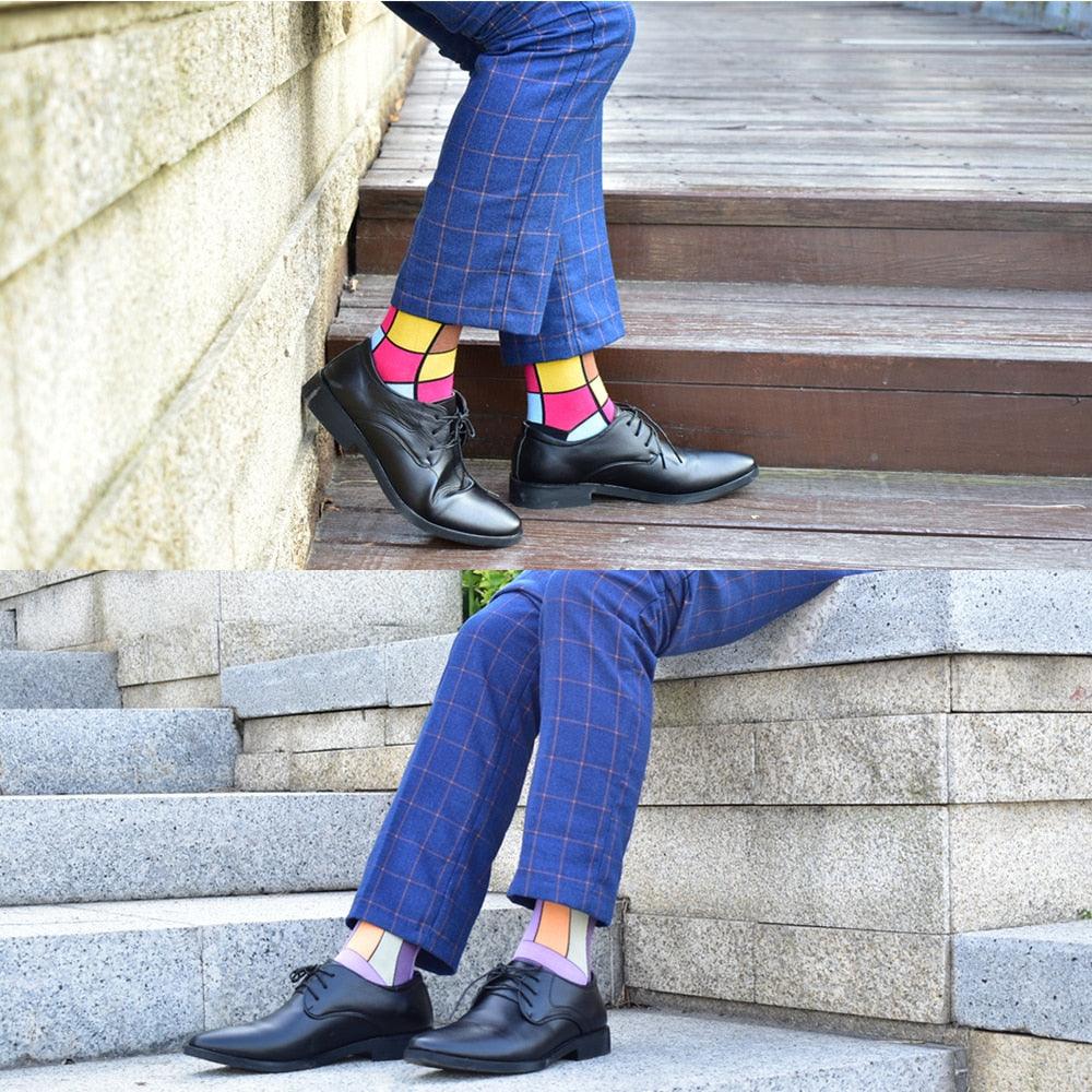 Men's Trending Socks - New Colorful Gifts Cotton Men's Socks - Geometric Lattice Classic (D9)(TG9)(TG8)(T6G)