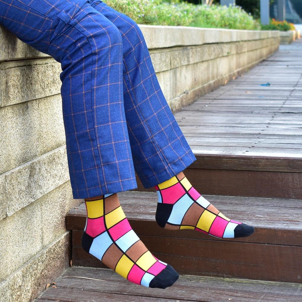 Men's Trending Socks - New Colorful Gifts Cotton Men's Socks - Geometric Lattice Classic (D9)(TG9)(TG8)(T6G)
