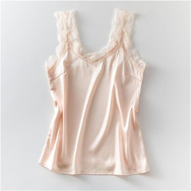 Hot Sale Sexy Lace Tank Top - Women Summer Casual Satin Silk Vest - Backless Lace Up Basic Tops - Sleeveless Camisole (TB3)