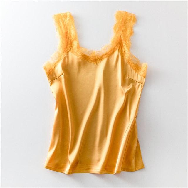Hot Sale Sexy Lace Tank Top - Women Summer Casual Satin Silk Vest - Backless Lace Up Basic Tops - Sleeveless Camisole (TB3)