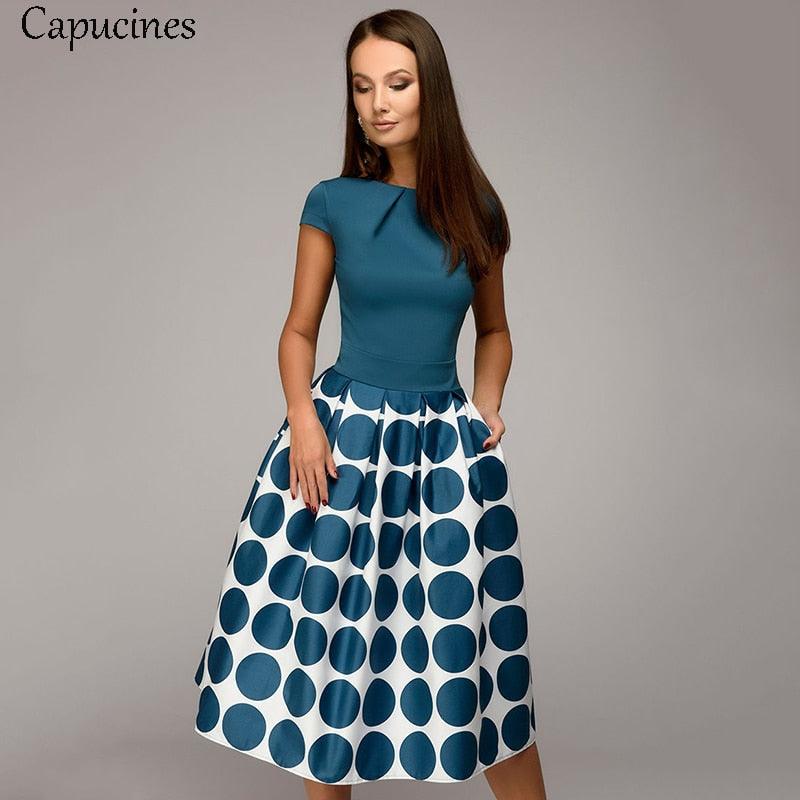 Hot Sale Vintage Dot Printing Patchwork A-line Dresses - Women Summer Deals DejaVu Hot Sale Vintage Dot Printing Patchwork A-line Dresses - Women Summer Deals DejaVu