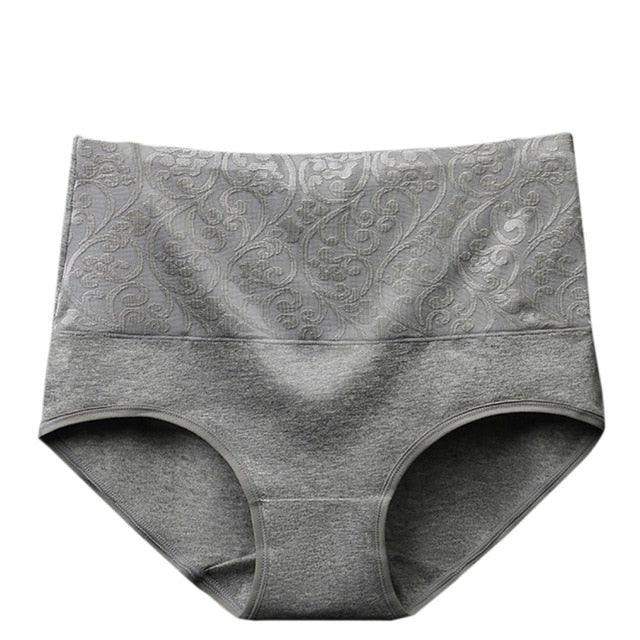 Hot Sale Women's High Waist Cotton Jacquard Briefs Underwear - Plus Size - Female Breathable Underwear (3U28)