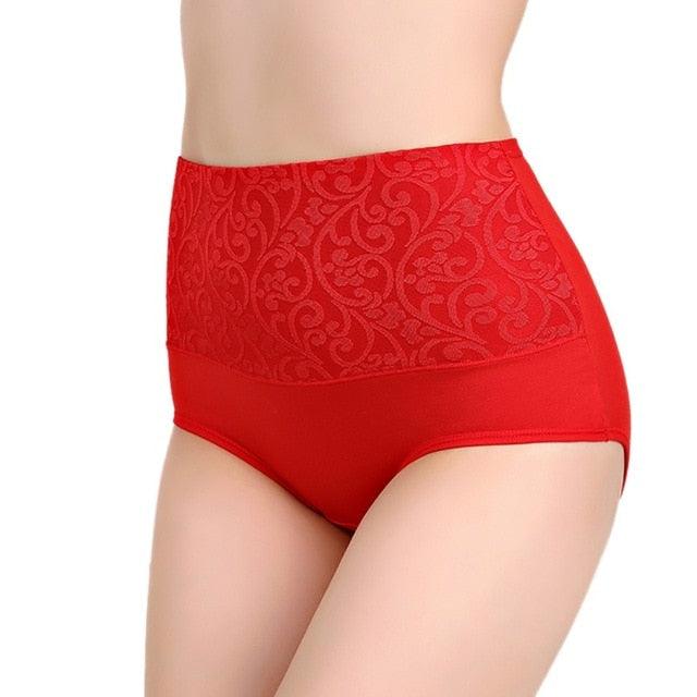 Hot Sale Women's High Waist Cotton Jacquard Briefs Underwear - Plus Size - Female Breathable Underwear (3U28)