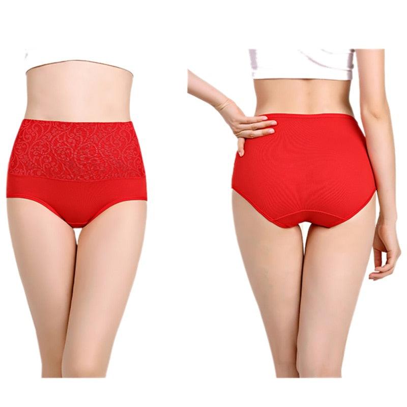 Hot Sale Women's High Waist Cotton Jacquard Briefs Underwear - Plus Size - Female Breathable Underwear (3U28)