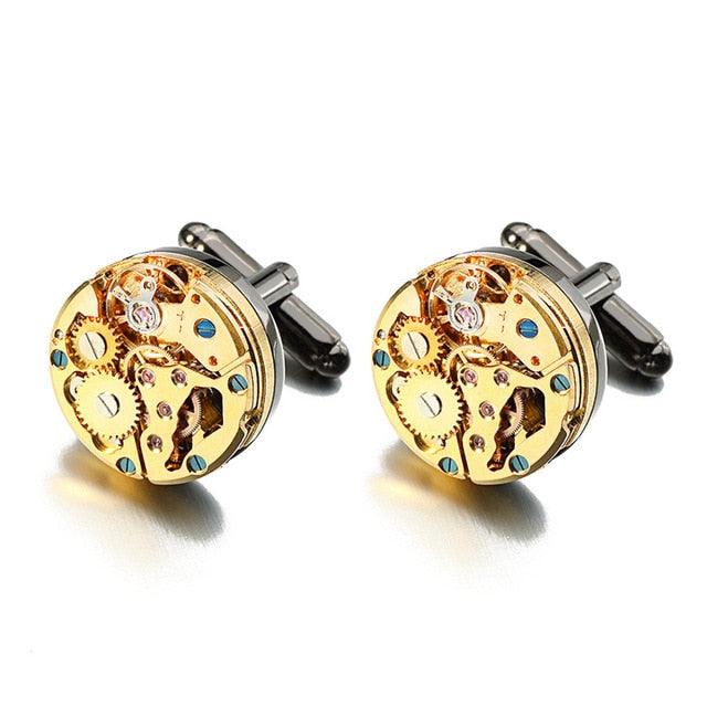 Hot Watch Movement Cufflinks - Stainless Steel Steampunk Gear Watch Mechanism Cuff links (D17)(MA4)