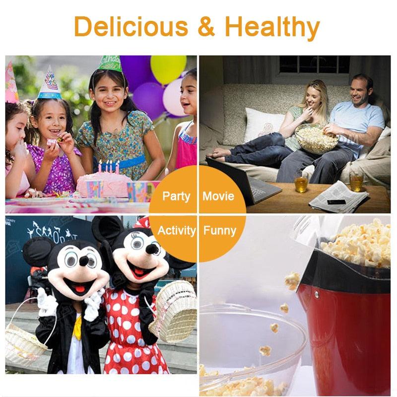 Household Popcorn Popper Maker Machine - Automatic Hot Air Popcorn Microwave with Measuring Cup To Portion Popping Corn Kernels (1H1)(F59)