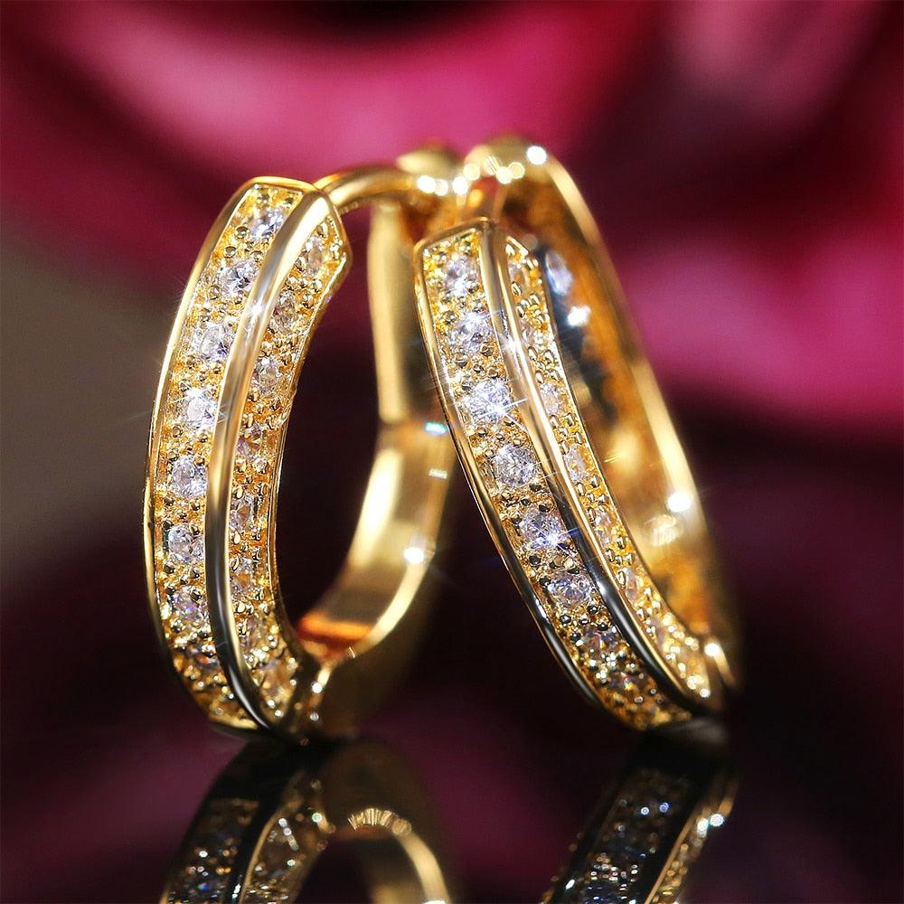 Gorgeous Small Hoop Earrings - Women Three Colors Available Micro Paved CZ Anniversary Accessory (2JW3)1