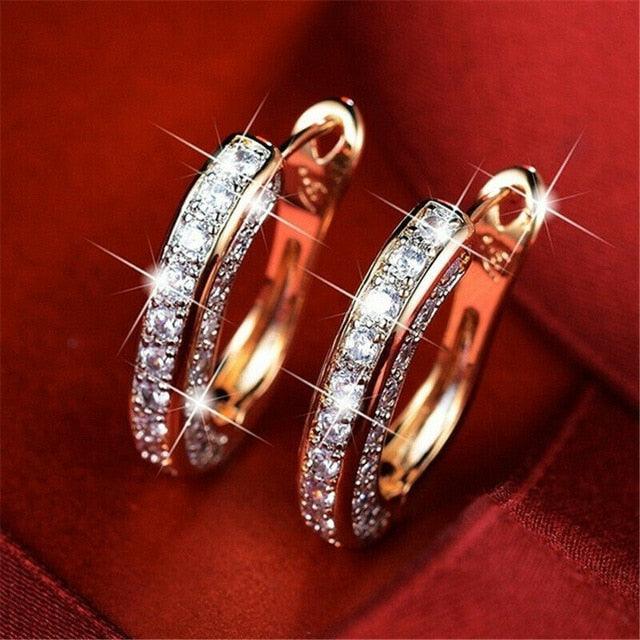 Gorgeous Small Hoop Earrings - Women Three Colors Available Micro Paved CZ Anniversary Accessory (2JW3)1