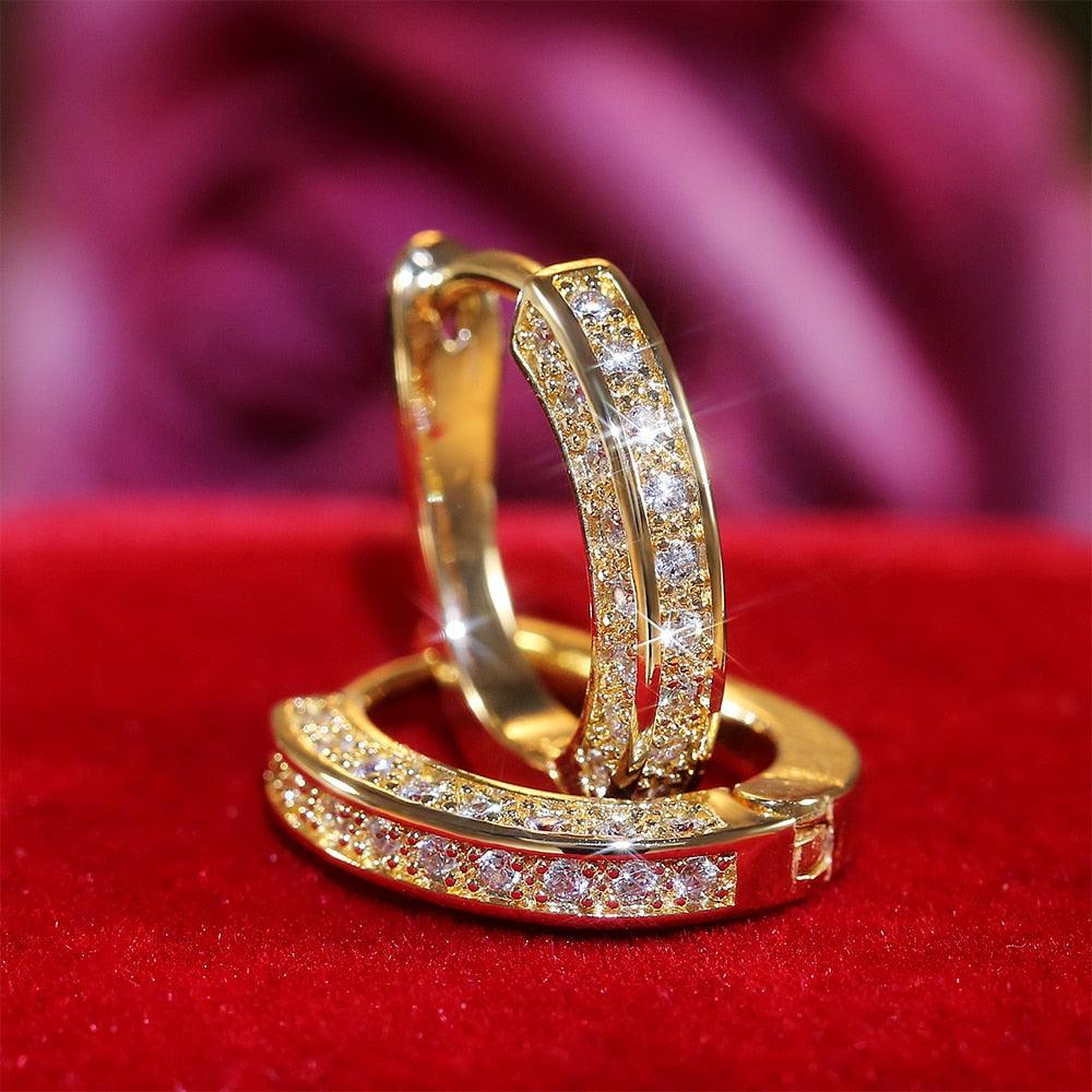 Gorgeous Small Hoop Earrings - Women Three Colors Available Micro Paved CZ Anniversary Accessory (2JW3)1