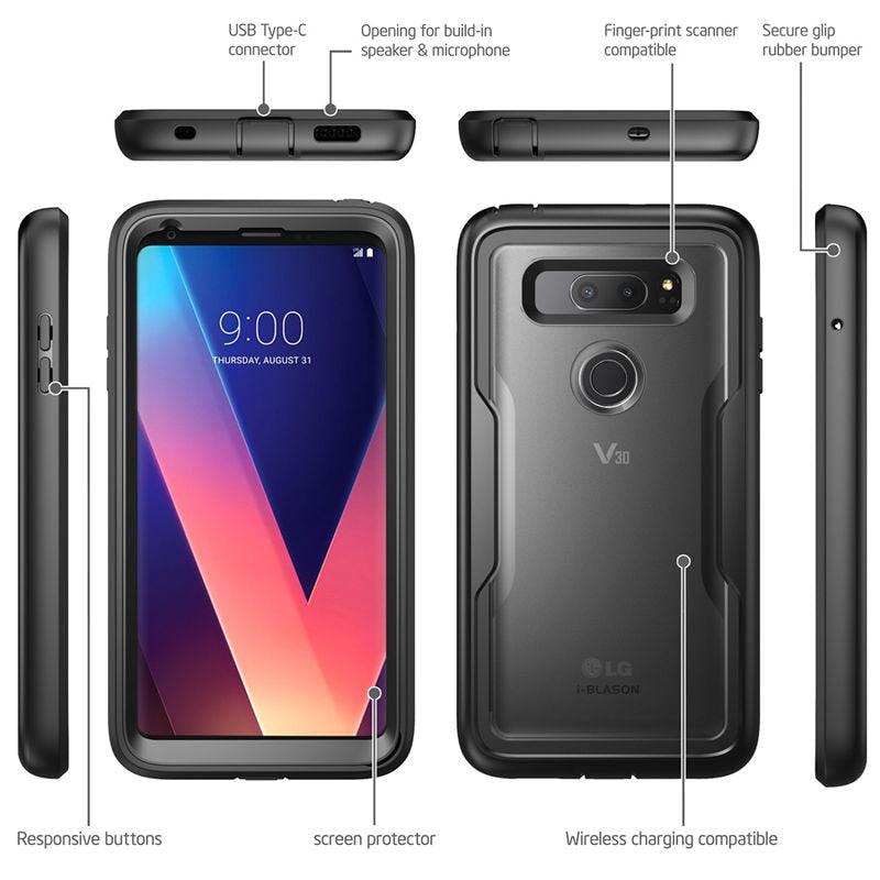 LG V30 Case Magma Full Body Shock Reduction Cover with Built-in Screen Protector For LG V30 / V30 Plus / V30S 2017 (RS6)(1U50)