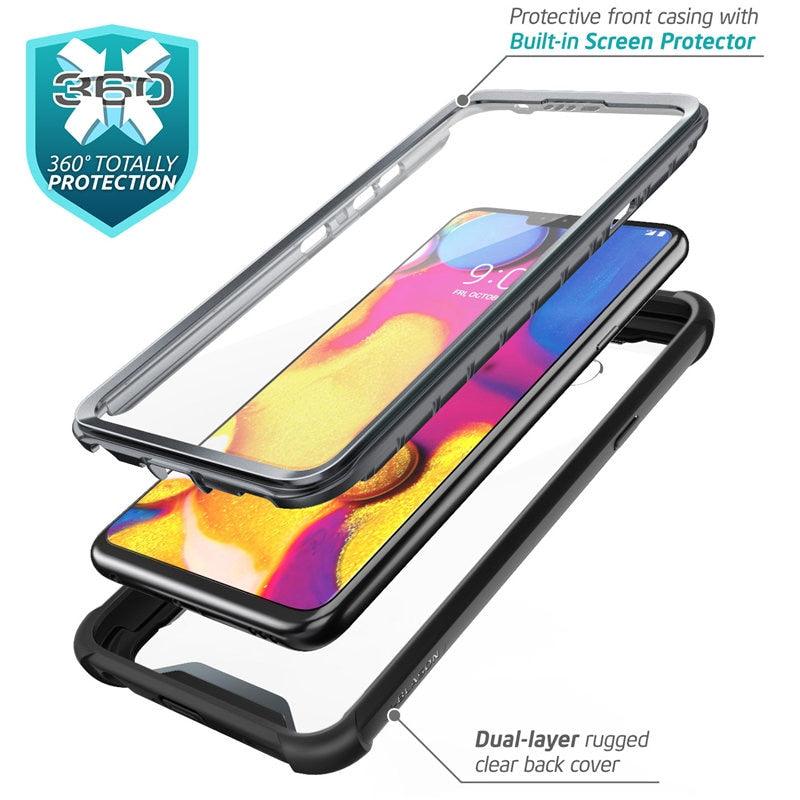 LG V40 Case Ares Full-Body Rugged Clear Bumper Cover with Built-in Screen Protector For LG V40 ThinQ (2018 Release) (RS6)(1U50)