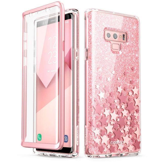 Samsung Galaxy Note 9 Case Cosmo Full-Body Glitter Marble Bumper Protective Cover with Built-in Screen Protector (D50)(RS6)(1U50)