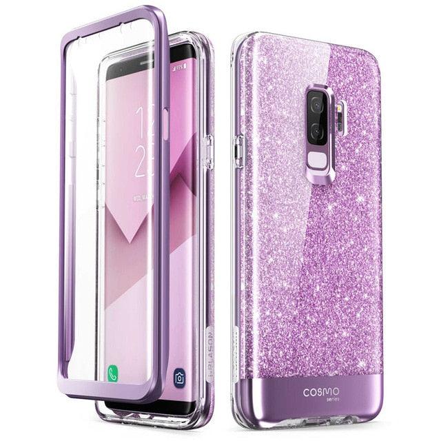 Samsung Galaxy S9 Plus Case Cosmo Full-Body Glitter Marble Bumper Protective Cover with Built-in Screen Protector (RS6)(1U50)