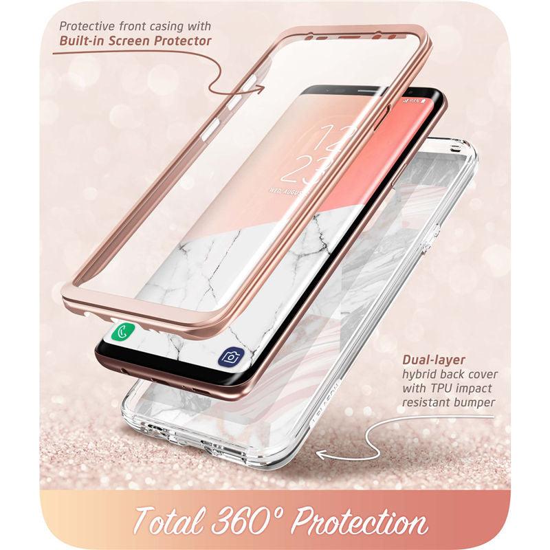 Samsung Galaxy S9 Plus Case Cosmo Full-Body Glitter Marble Bumper Protective Cover with Built-in Screen Protector (RS6)(1U50)