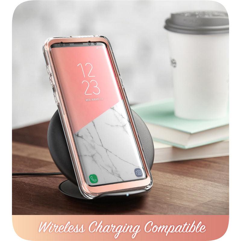 Samsung Galaxy S9 Plus Case Cosmo Full-Body Glitter Marble Bumper Protective Cover with Built-in Screen Protector (RS6)(1U50)
