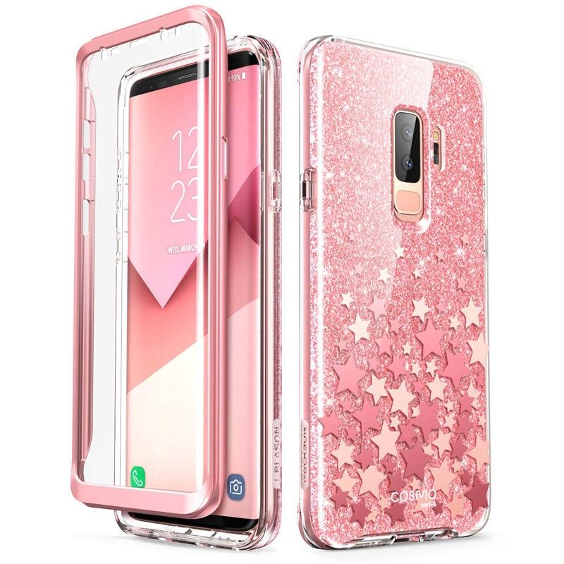 Samsung Galaxy S9 Plus Case Cosmo Full-Body Glitter Marble Bumper Protective Cover with Built-in Screen Protector (RS6)(1U50)