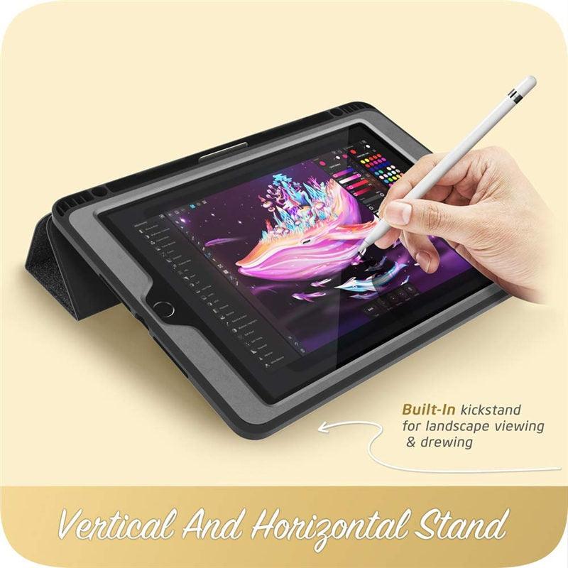 iPad 10.2 Case Cosmo Trifold Stand Smart Case with Auto Sleep/Wake & Pencil Holder,Built-in Screen Protector (Gray) (TLC3)(1U47)