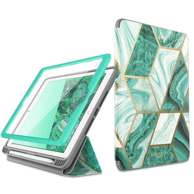 iPad 9.7 Case (2018/2017) Cosmo Trifold Stand Case with Auto Sleep/Wake & Pencil Holder, Built-in Screen Protector (TLC3)(F47)