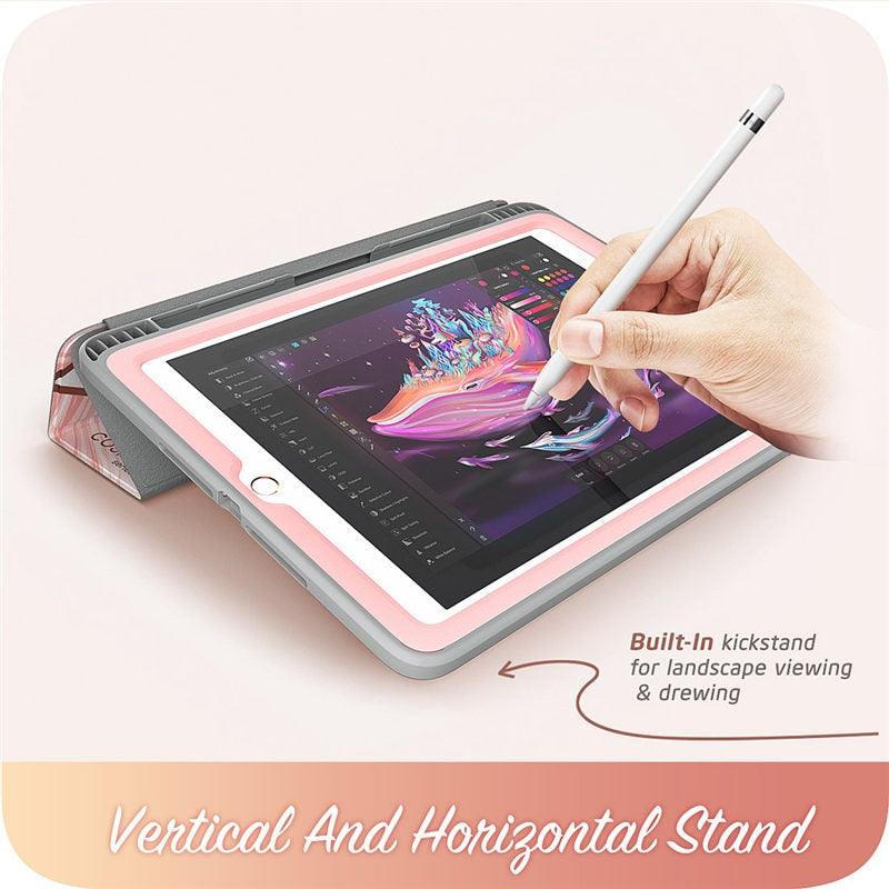 iPad 9.7 Case (2018/2017) Cosmo Trifold Stand Case with Auto Sleep/Wake & Pencil Holder, Built-in Screen Protector (TLC3)(F47)