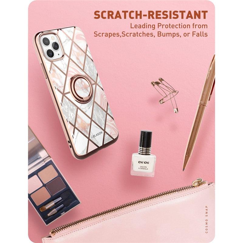 iPhone 11 Pro Max Case (2019 Cosmo Snap Marble Case with Built-in Rotatable Ring Holder Kickstand Support Car Mount (RS6)(1U50)(F50)