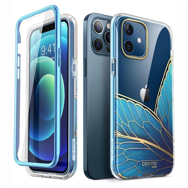 New iPhone 12 Case/12 Pro Case 6.1" (2020), Cosmo Full-Body Glitter Marble Bumper Case with Built-in Screen Protector (RS6)(1U50)