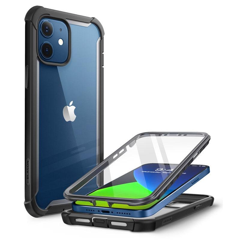 Trending iPhone 12 Mini Case 5.4" (2020 Release) Ares Full-Body Rugged Clear Bumper Cover with Built-in Screen Protector (RS6)(1U50)