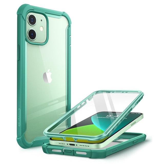 Trending iPhone 12 Mini Case 5.4" (2020 Release) Ares Full-Body Rugged Clear Bumper Cover with Built-in Screen Protector (RS6)(1U50)