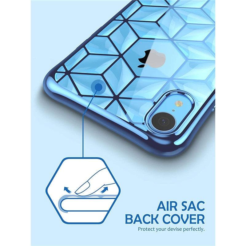 iPhone XR Case 6.1" Cube Series Slim Crystal Clear Flexible TPU Protective Cover with Geometric 3D Diamond Pattern (RS6)(1U50)
