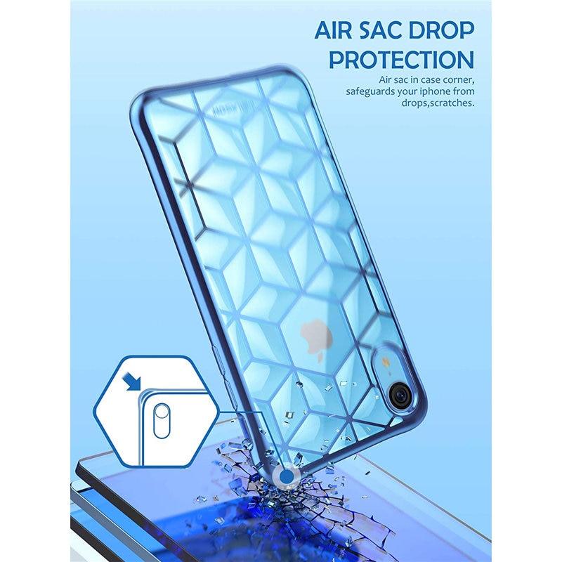iPhone XR Case 6.1" Cube Series Slim Crystal Clear Flexible TPU Protective Cover with Geometric 3D Diamond Pattern (RS6)(1U50)