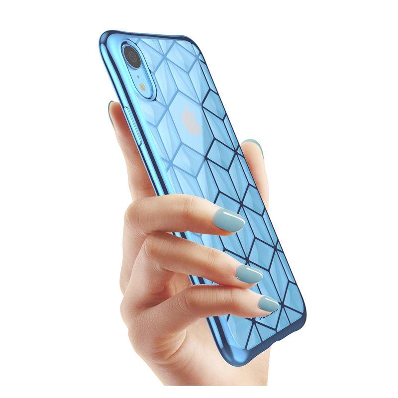 iPhone XR Case 6.1" Cube Series Slim Crystal Clear Flexible TPU Protective Cover with Geometric 3D Diamond Pattern (RS6)(1U50)