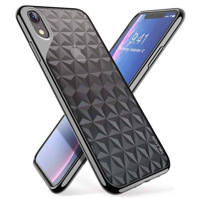iPhone XR Case 6.1" Matrix Slim Flexible Clear TPU Protective Case with Electroplated Metallic Bumper For iPhone XR (RS6)(1U50)