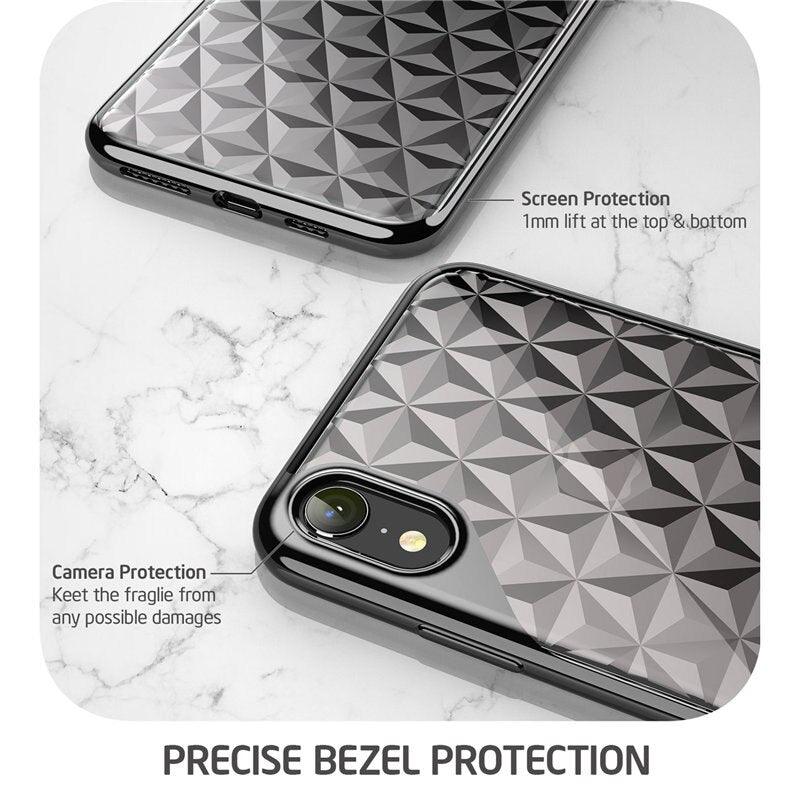 iPhone XR Case 6.1" Matrix Slim Flexible Clear TPU Protective Case with Electroplated Metallic Bumper For iPhone XR (RS6)(1U50)