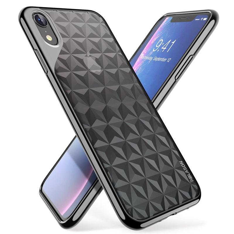 iPhone XR Case 6.1" Matrix Slim Flexible Clear TPU Protective Case with Electroplated Metallic Bumper For iPhone XR (RS6)(1U50)