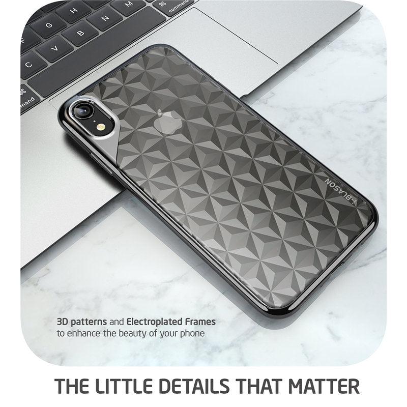 iPhone XR Case 6.1" Matrix Slim Flexible Clear TPU Protective Case with Electroplated Metallic Bumper For iPhone XR (RS6)(1U50)