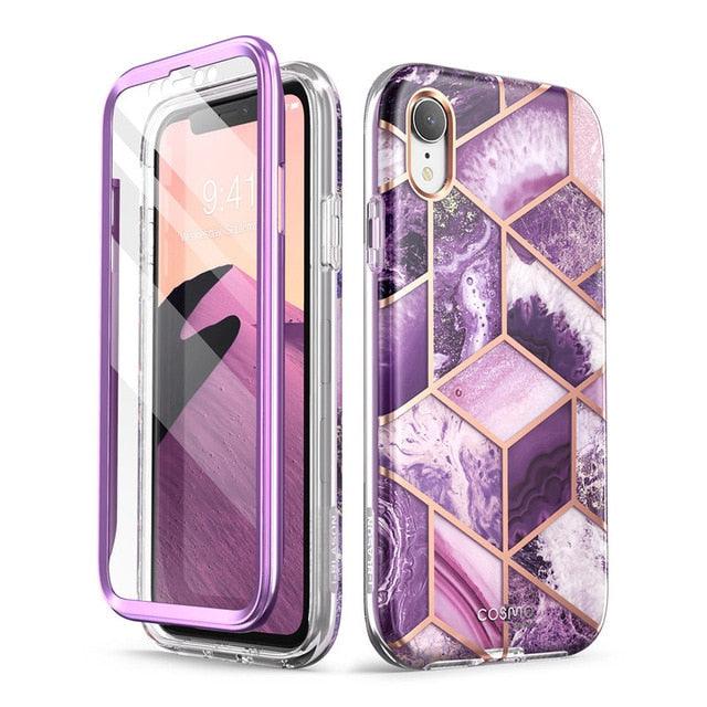 iPhone XR Case 6.1 inch Cosmo Full-Body Glitter Marble Bumper Case with Built-in Screen Protector For iPhone XR (RS6)(1U50)