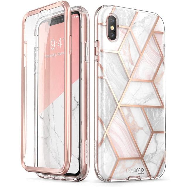 iPhone Xs Max Case 6.5 inch Cosmo Series Full-Body Glitter Marble Bumper Case with Built-in Screen Protector (RS6)(1U50)