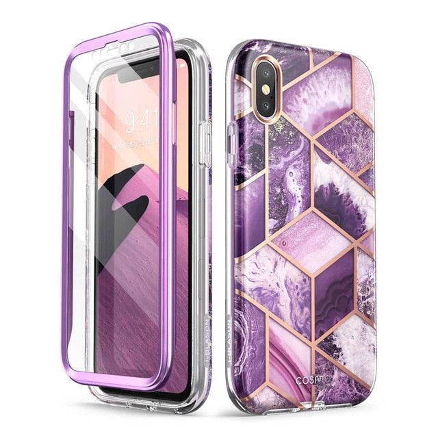 iPhone Xs Max Case 6.5 inch Cosmo Series Full-Body Glitter Marble Bumper Case with Built-in Screen Protector (RS6)(1U50)