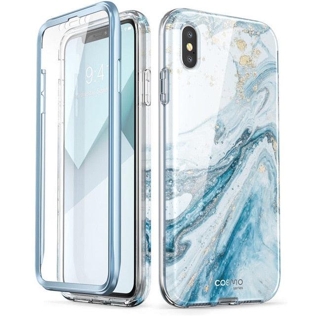 iPhone Xs Max Case 6.5 inch Cosmo Series Full-Body Glitter Marble Bumper Case with Built-in Screen Protector (RS6)(1U50)
