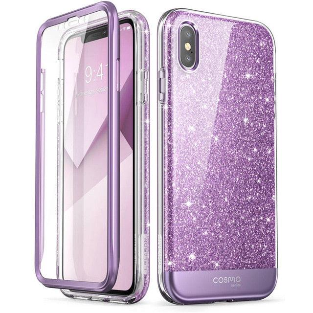 iPhone Xs Max Case 6.5 inch Cosmo Series Full-Body Glitter Marble Bumper Case with Built-in Screen Protector (RS6)(1U50)