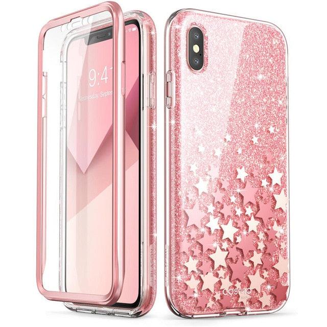 iPhone Xs Max Case 6.5 inch Cosmo Series Full-Body Glitter Marble Bumper Case with Built-in Screen Protector (RS6)(1U50)