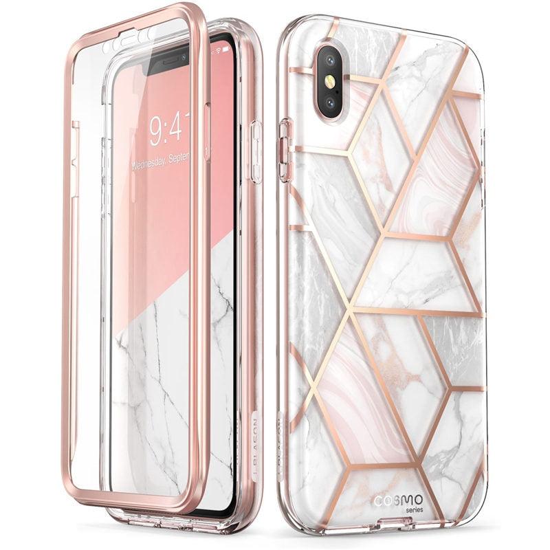 iPhone Xs Max Case 6.5 inch Cosmo Series Full-Body Glitter Marble Bumper Case with Built-in Screen Protector (RS6)(1U50)