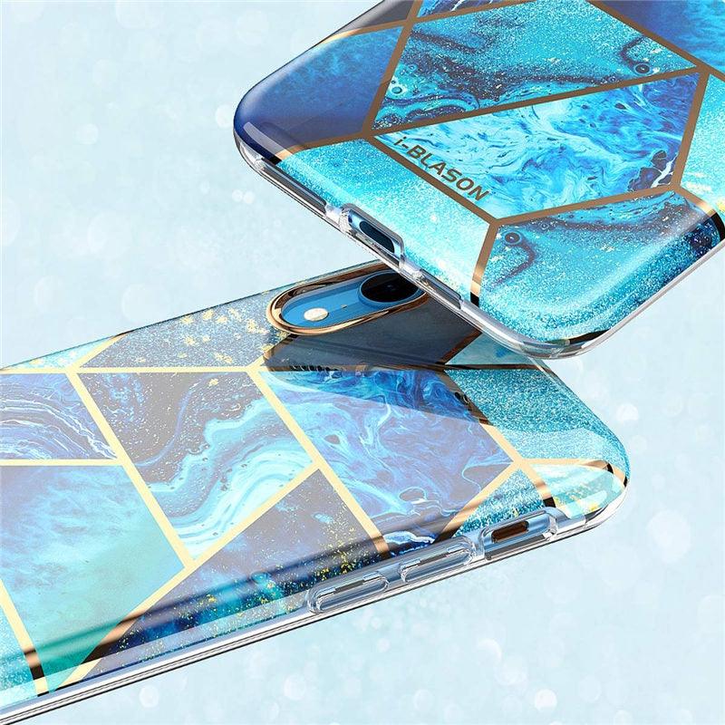 Great iphone XR Case Cosmo Lite Stylish Hybrid Premium Protective Slim Bumper Marble Back Cover with Camera Protection (RS6)(1U50)