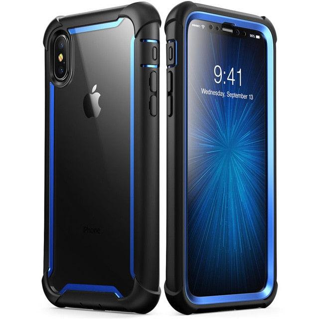iPhone Xs Max Case 6.5 inch Ares Series Full-Body Rugged Clear Bumper Case with Built-in Screen Protector (D50)(RS6)(1U50)