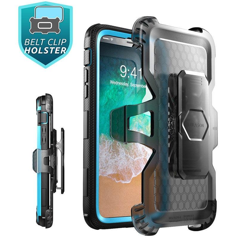 iPhone Xs Max Case Armor box - Full Body Heavy Duty Shock Reduction Case with Built in Screen Protector & Kickstand (RS6)(1U50)