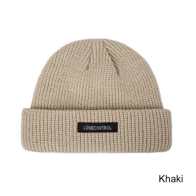 Men Knitted Hat Beanie Solid Color Cap - Retro Ribbed Cuffed Short Melon Hat (2U103)