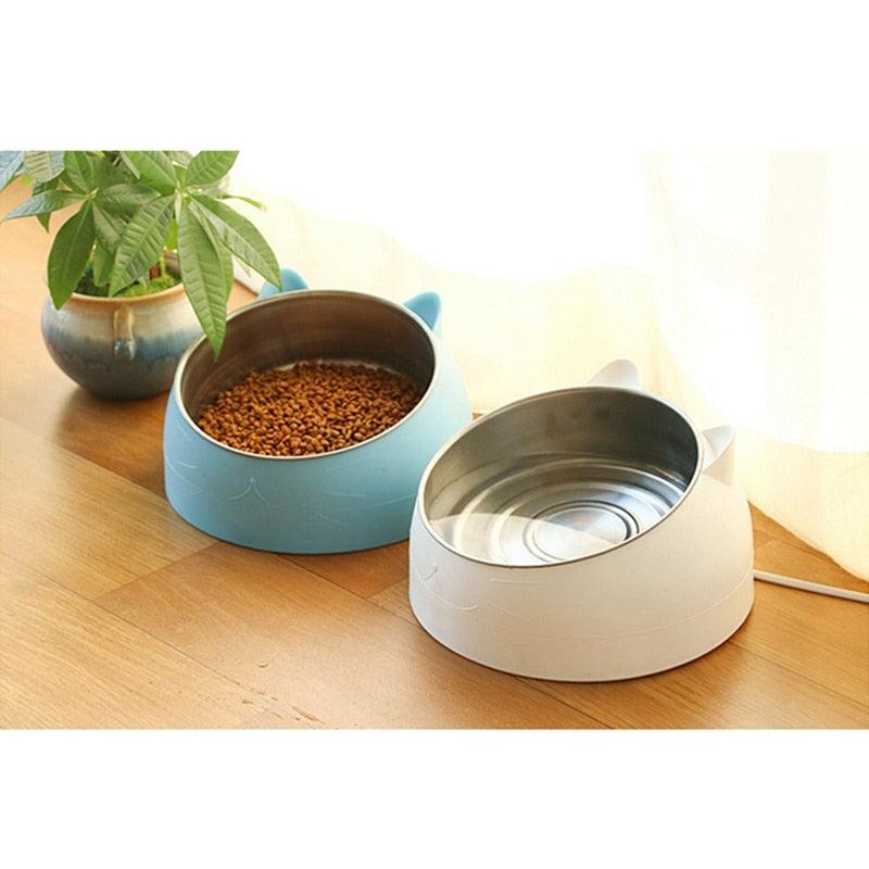Inclinable Dog Cat Bowls - Stainless Steel Feeding Feeder Water Bowl For Pet - Dog Cat Puppy Outdoor Food Dish (2U71)